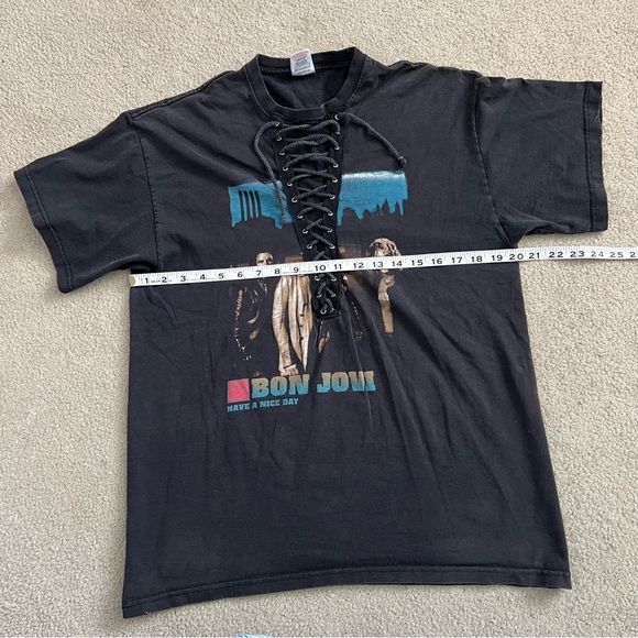 Vintage 2006 Bon Jovi Have a Nice Day Upcycled European Tour Tee Shirt in Black - Picture 9 of 10
